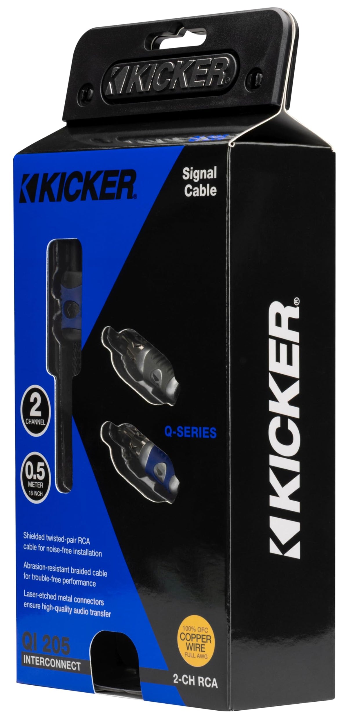 KICKER QI205 Q-Series 2- Channel RCA Interconnect Cable (46QI205), 18 Inches, 0.5M