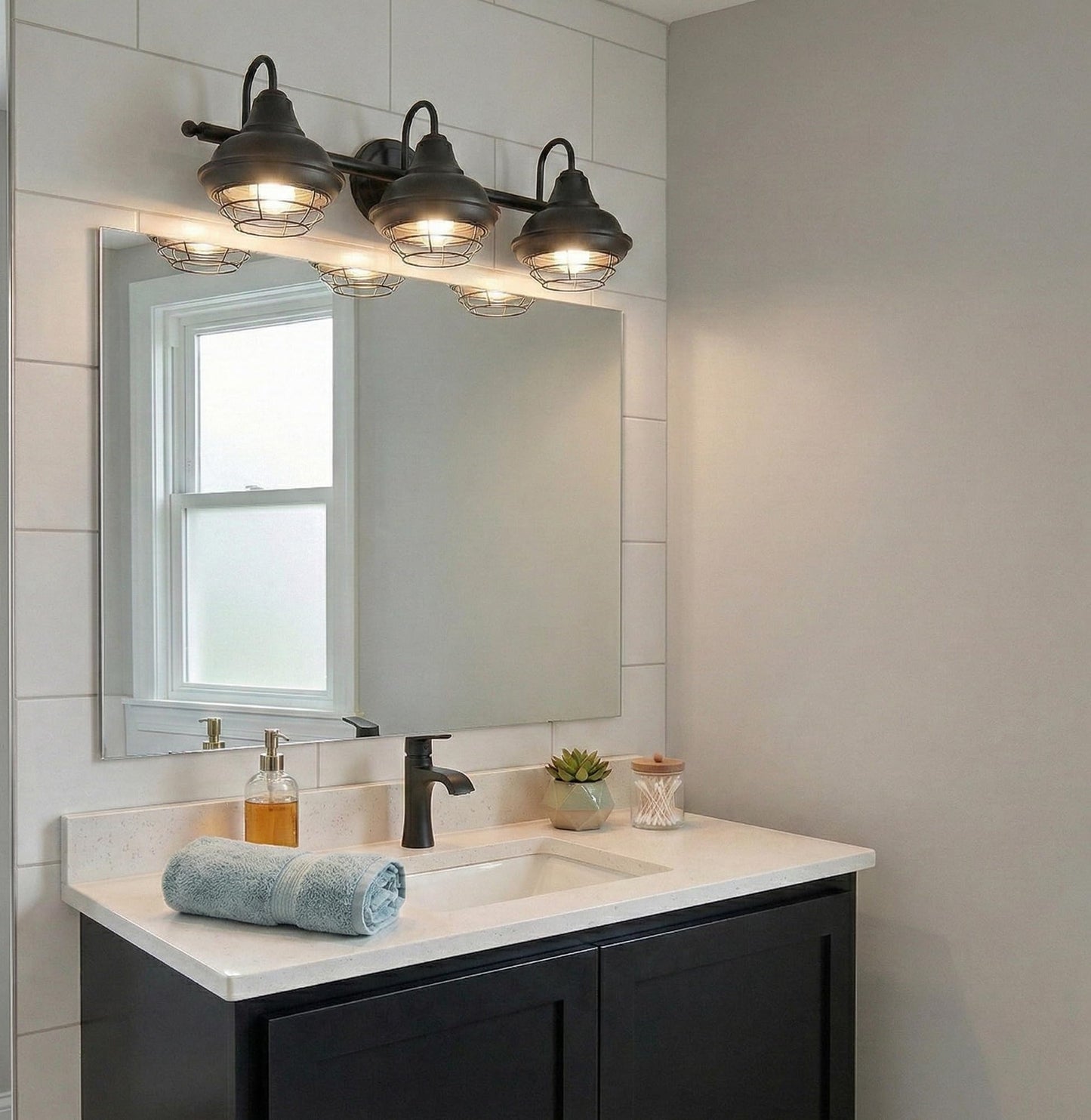 Designers Impressions Charleston Matte Black 3 Light Wall Sconce/Bathroom Fixture: 10011