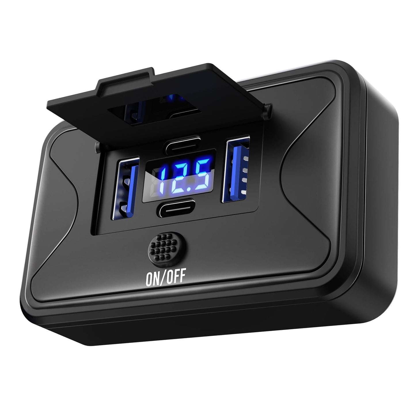 MNJ Motor 78W 4 Port 12V USB Outlet Wall Mount, Charger Socket Panel Surface Mount with LED Voltage Display ON/Off Switch, Dual 36W & 30W PD & Dual