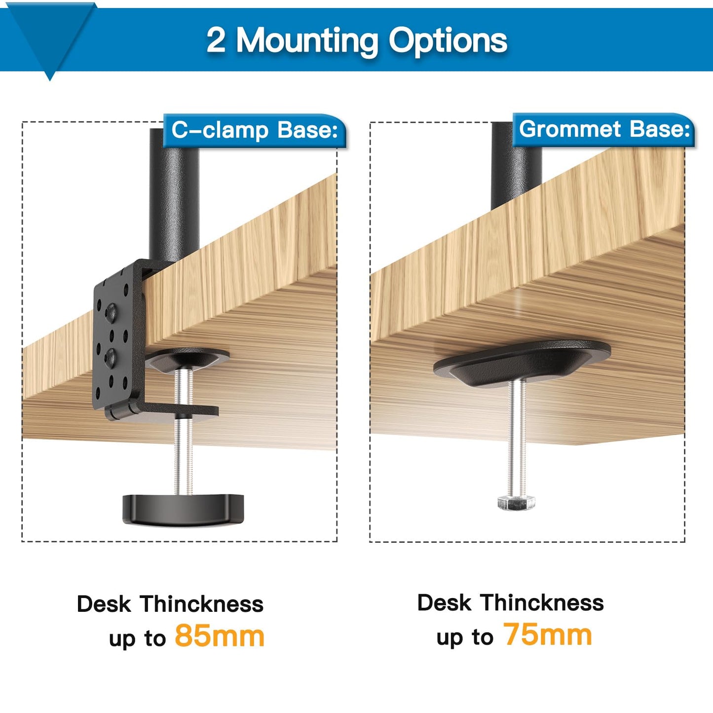 HUANUO Laptop Mount, Height Adjustable Dual Monitor Mount with Laptop Keyboard Tray Fit Two 13 to 27 Inch Flat Curved Computer Screens and 10 to 17