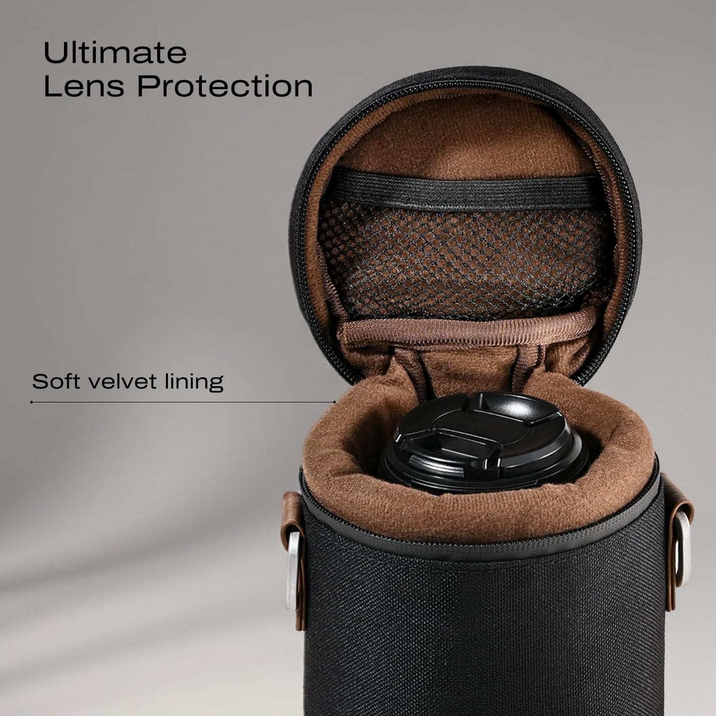 C Coiro Premium Camera Lens Case with Quick Release Strap, Water Resistant Protective Lens Pouch for DSLR Camera, 2 Size L and M, Compatible