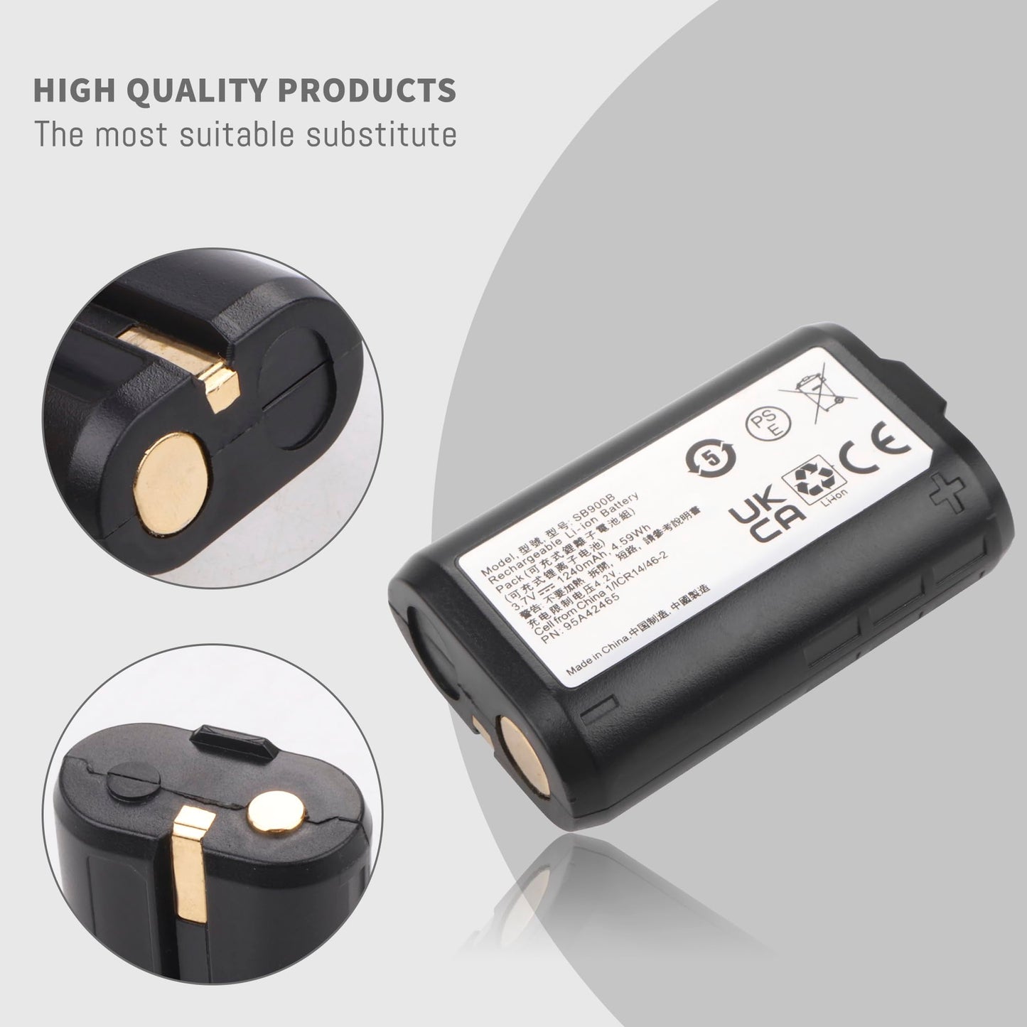 SB900B Lithium-Ion battery Replacement Compatible for Shure P3RA, P9RA+, P10R+ Receivers SB900 SB900A SB900B SB900C, ULX-D, QLX-D, AD Transmitters All