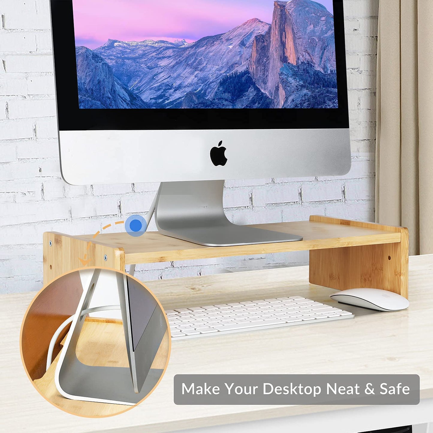 KINLINK Solid Wood Monitor Stand Riser, Monitor Riser with 2 Adjustable Height, 15.8 inch Computer Riser for Computer, iMac, PC, Printer, Computer