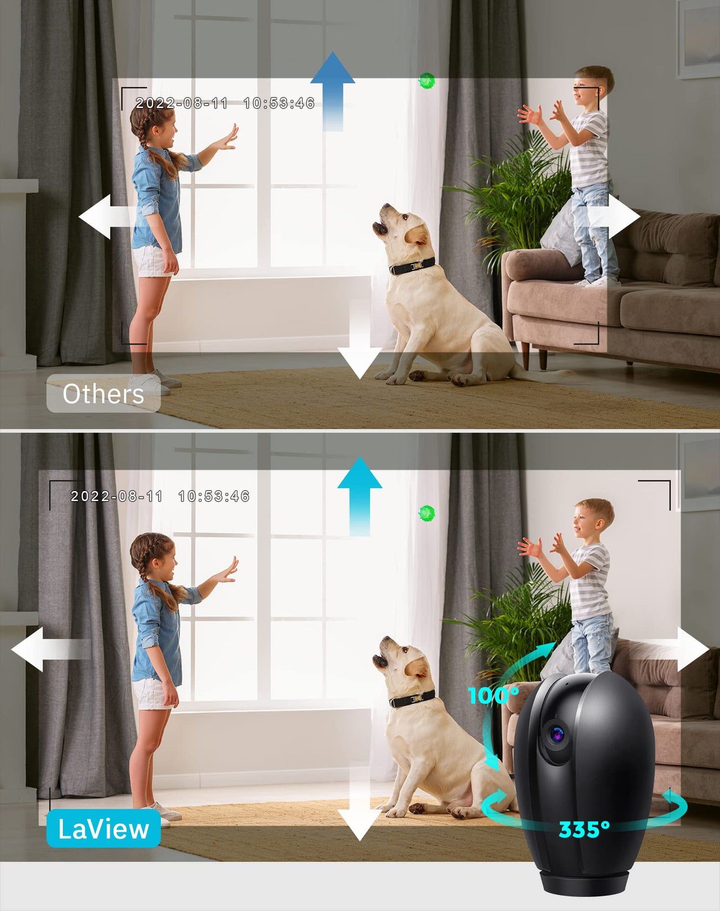 LaView Security Cameras for Home + 2X 32GB SD Cards, PT Home Security Camera System with Motion Detection, Two-Way Audio, Night Vision, Indoor WiFi
