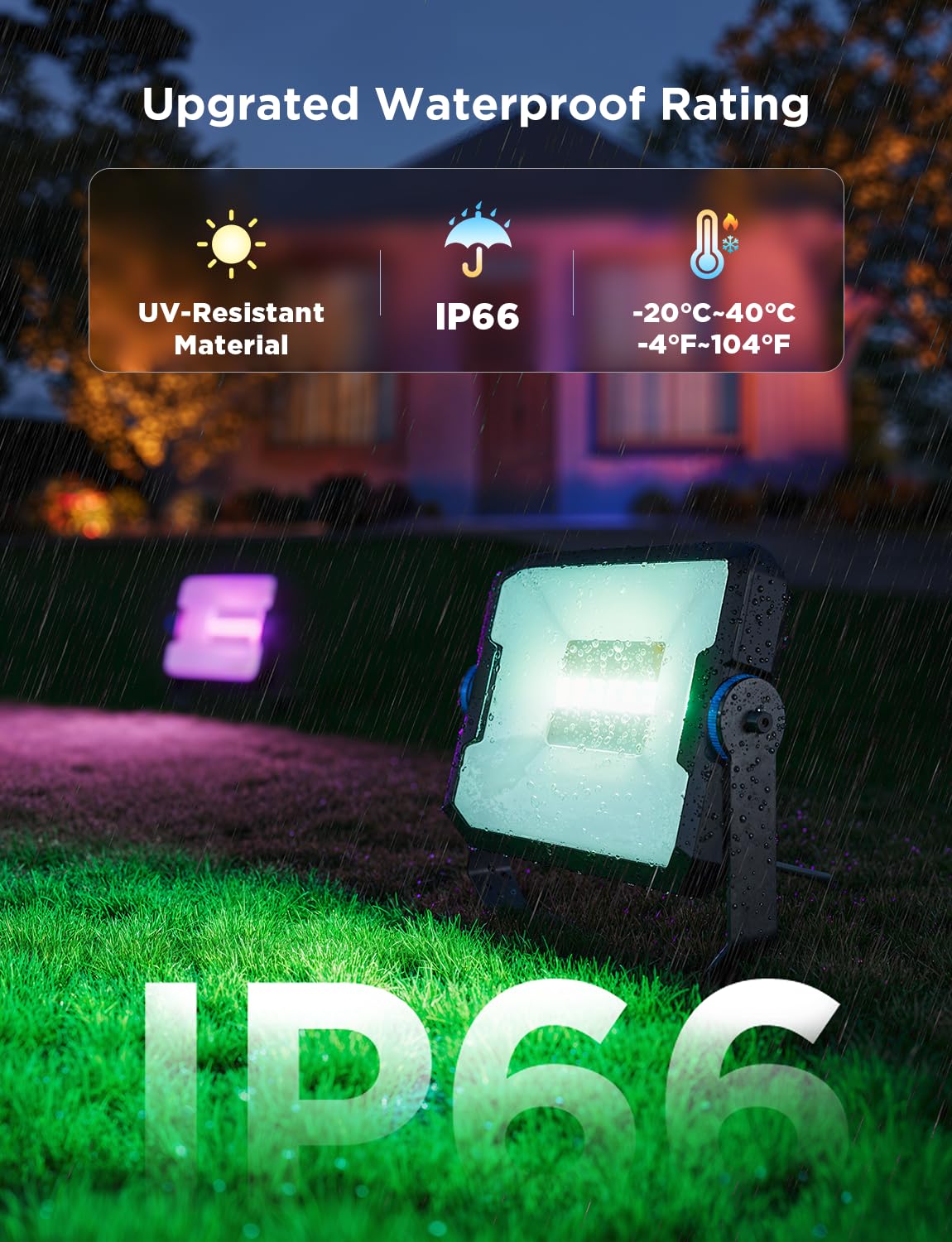 Govee Outdoor Flood Lights 2, RGBIC Warm Cold White LED Lights for Outdoor Decorations, 50 Scene Modes, Landscape Lighting, Upgrated IP66 with App