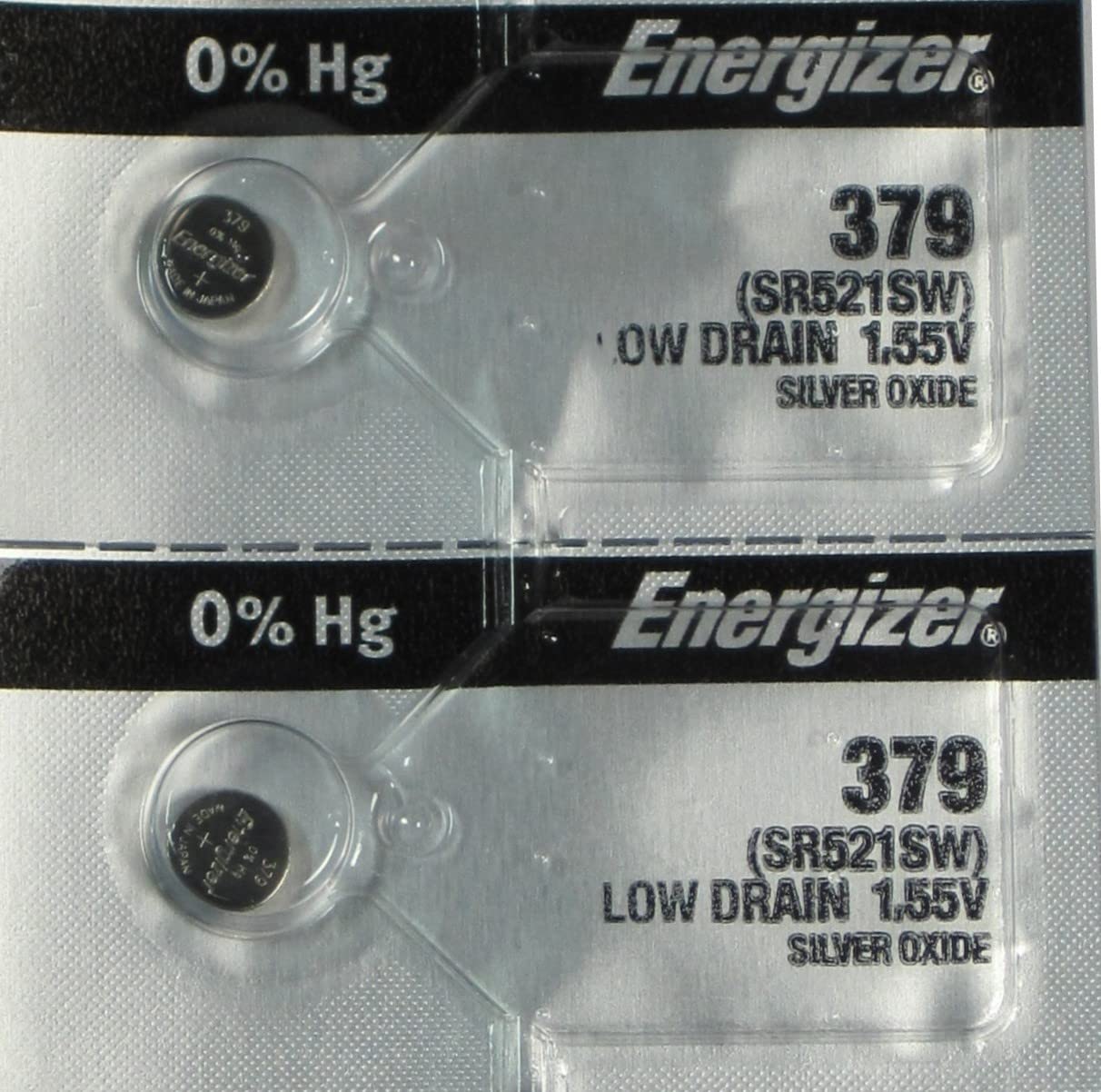 2PC Energizer 379 SR521SW Silver Oxide Battery