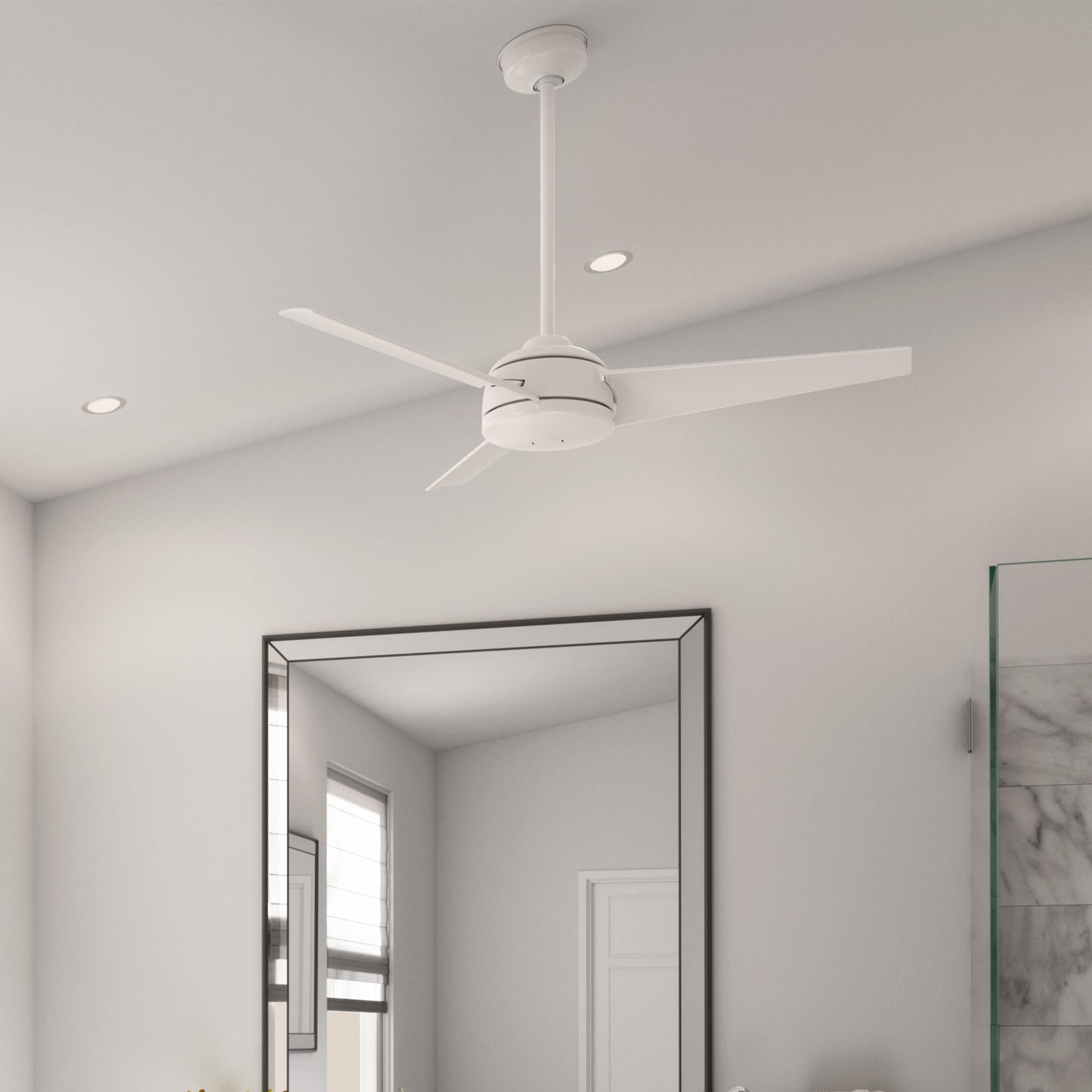 Hunter Fan 52 inch Ceiling Fan with No Light, Outdoor or Indoor White Ceiling Fan for Porch, Living Room, Office, Kitchen, Garage, 3 Blades (Renewed)