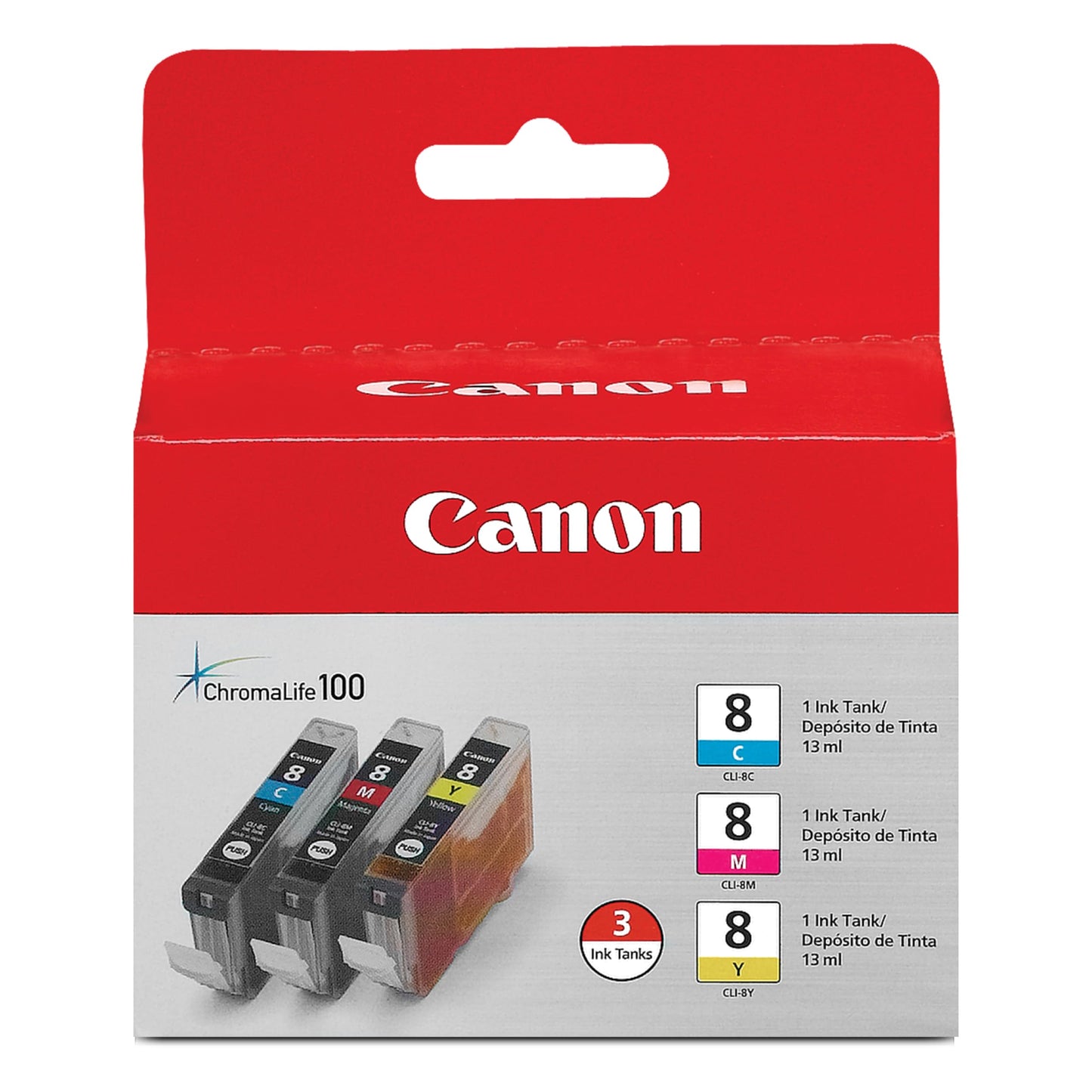 Canon CLI-8 Genuine Three Color Ink Tank, Compatible with iP4300, iP3500, iP3300, MP970, MP960, MP950, MP800R, MP830, MP810, MP800, MP500, MX850