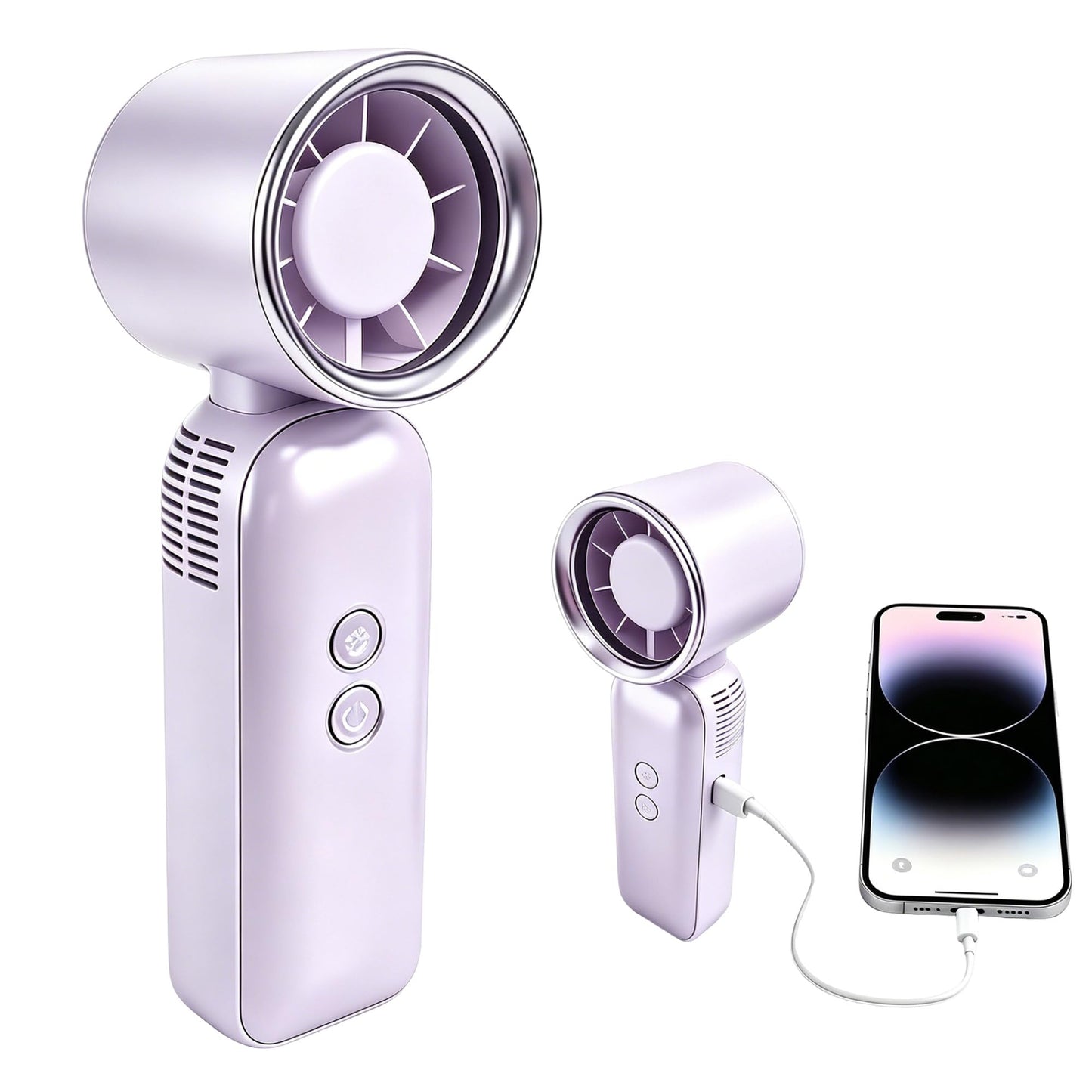 choafanlife Mini Handheld Turbo Fan with Freeze-Cool Handle, 35ft/s High-Speed Airflow, 12H Battery, USB-C Rechargeable, 2-in-1 Handheld/Desk Portable