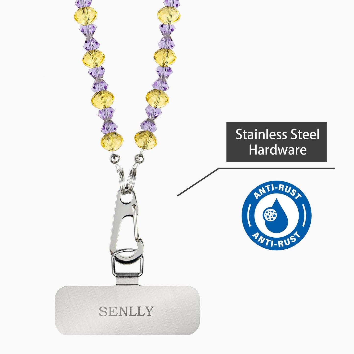 SENLLY Wristlet Phone Lanyard Charm, Selected K9 Crystal Wrist Strap, Use Stainless Steel Hardware, Jewel Gift for Women