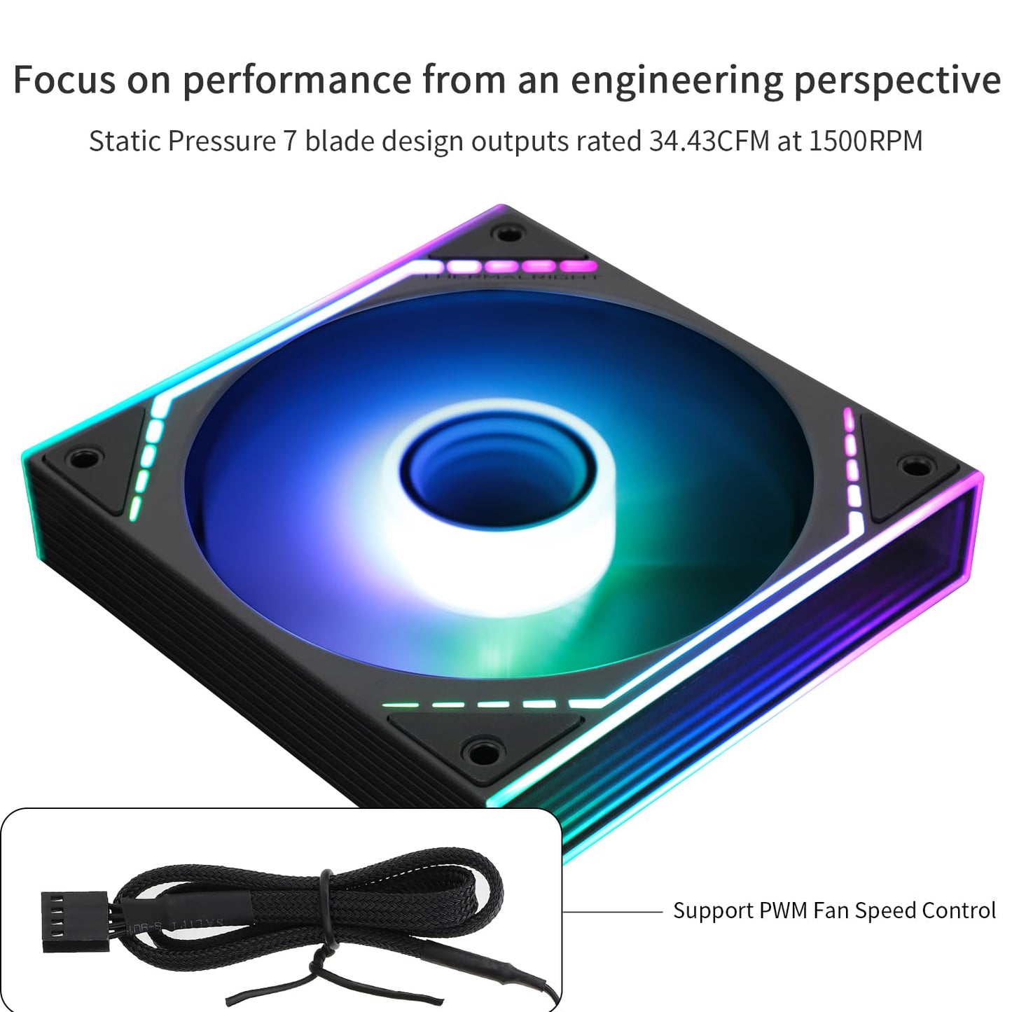 Thermalright TL-M12R-S CPU Case Fan, 120mm with ARGB Mirror Light Effect,4pin PWM Silent Computer Cooler ARGB Fan, for Case CPU Liquid Cooler and CPU