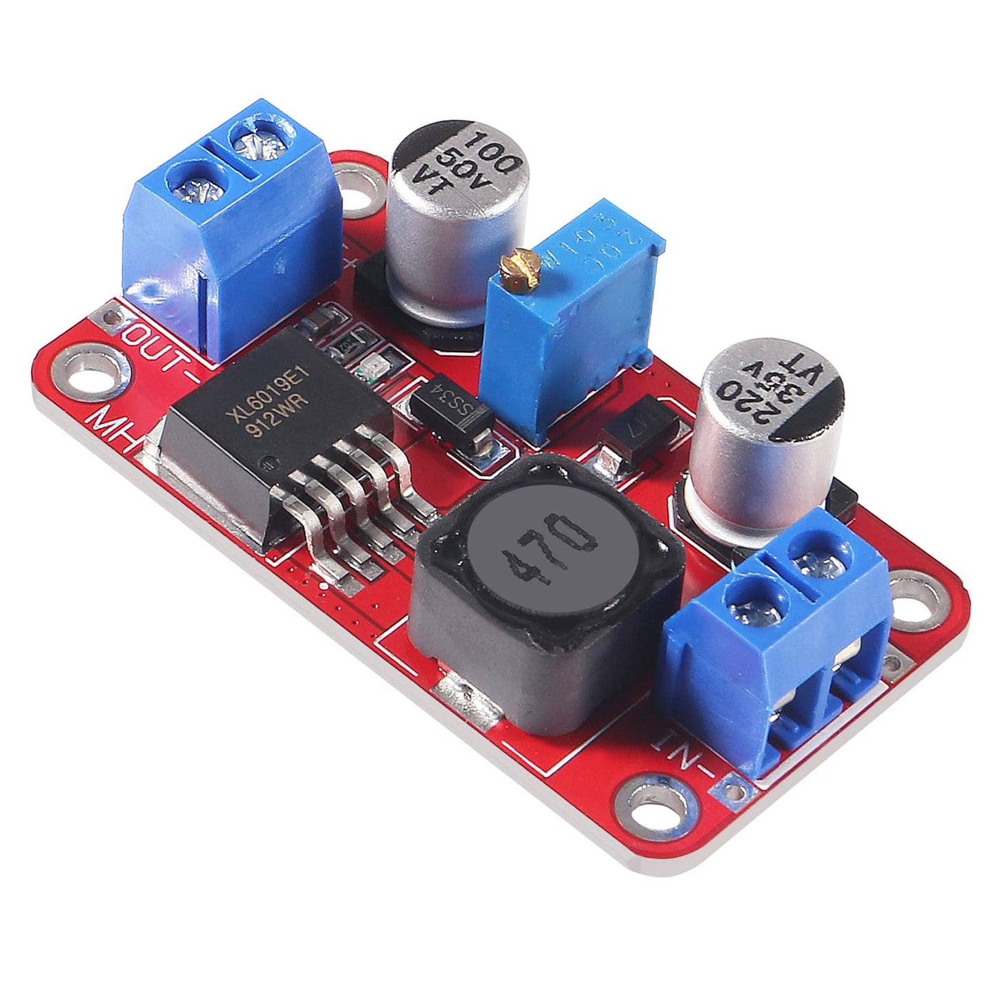 4PCS XL6019 5A Step Up Power Module, Adjustable DC-DC 3.3V-35V to 5V 6V 9V 12V 24V Voltage Regulator Power Modules Boost Module