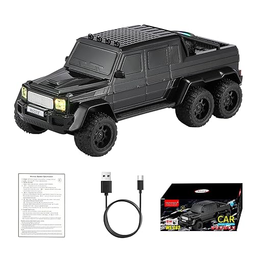 WSTER WS-G63 6-Wheel Pickup Truck Replica Bluetooth Speaker - HD Sound, FM Radio, TWS Stereo Pairing, LED Party Lights, USB/TF Playback, Built-in Mic