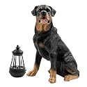 Notakia Resin Dog Rottweiler Statues and Sculptures with Solar Led Home Garden Decoration Windproof Lamp Outdoor Lighting Decor (Rottweiler &LED)