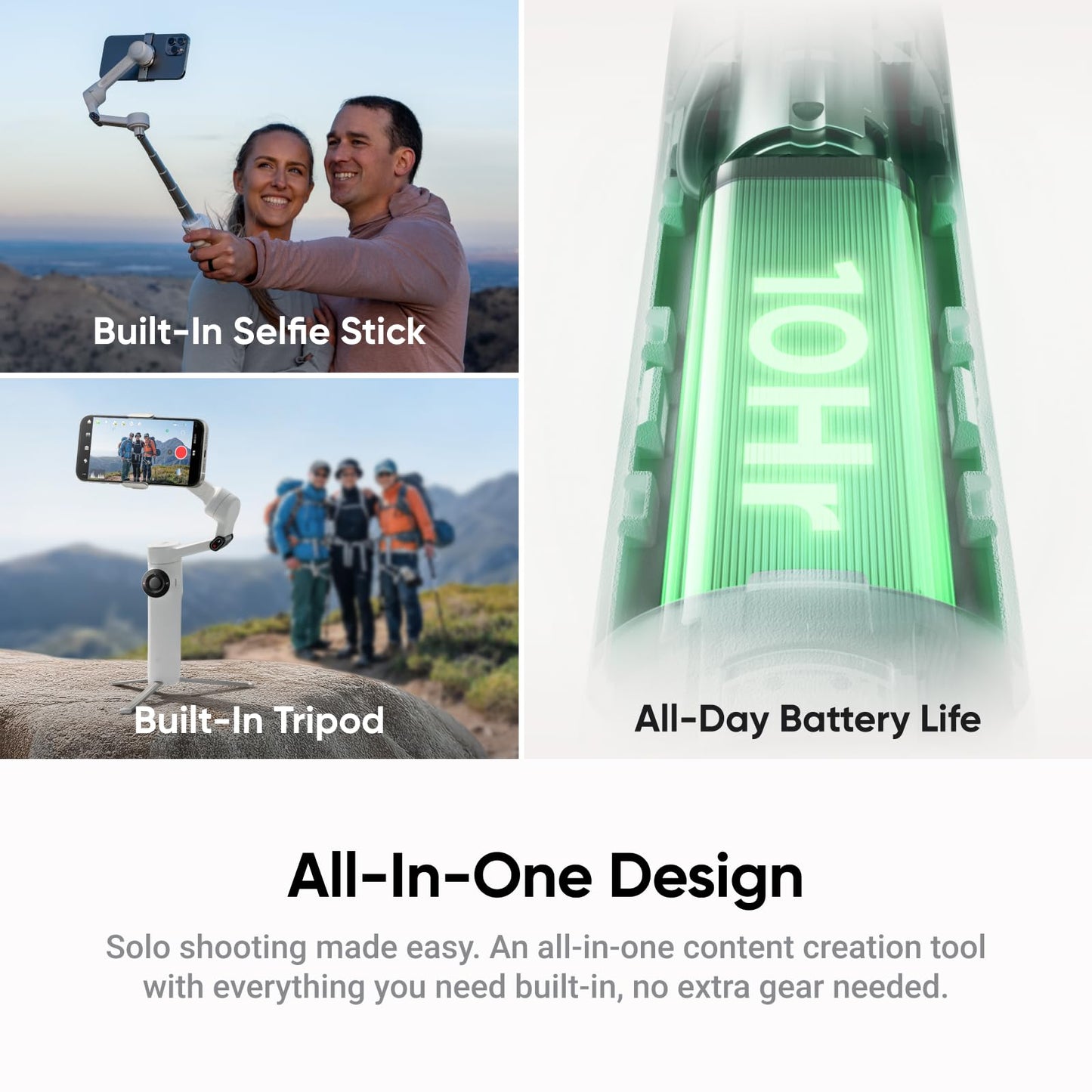 Insta360 Flow 2 White - Foldable AI Gimbal for iPhone, AI Tracking, Multi-Person Tracking, Built-in Tripod/Selfie Stick, Remote Control