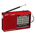 Supersonic SC-1080BT 9-Band Radio with Bluetooth, Portable Small Multi Band Radio Stereo, USB and Micro SD Input, Torch Light, and Rechargeable