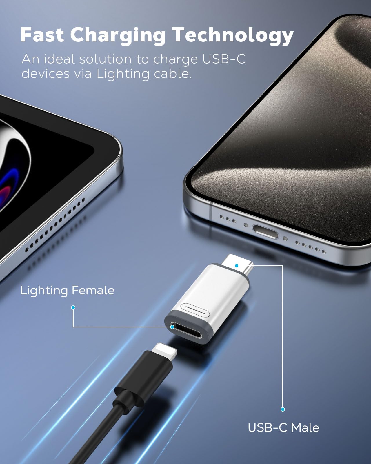 MoKo Lightning to USB C Adapter 4 Pack for iPhone 17 Air 16 16e 15 Pro Max Plus, iPad, Galaxy - NOT for Earphones/Microphone/Flash Drive/iPencil…