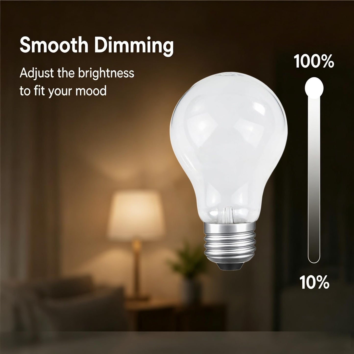 JUNFMLY 100W Incandescent Light Bulbs, A19, 2700K Warm White, 6 Pack