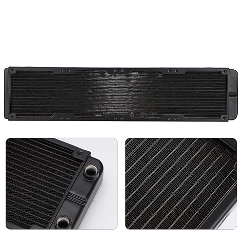 Computer Heat Exchanger Radiator, G1/4 Thread 480mm Water Cooling Radiator 18-Tubes Aluminum Alloy Heat Exchanger Computer for Cooling System