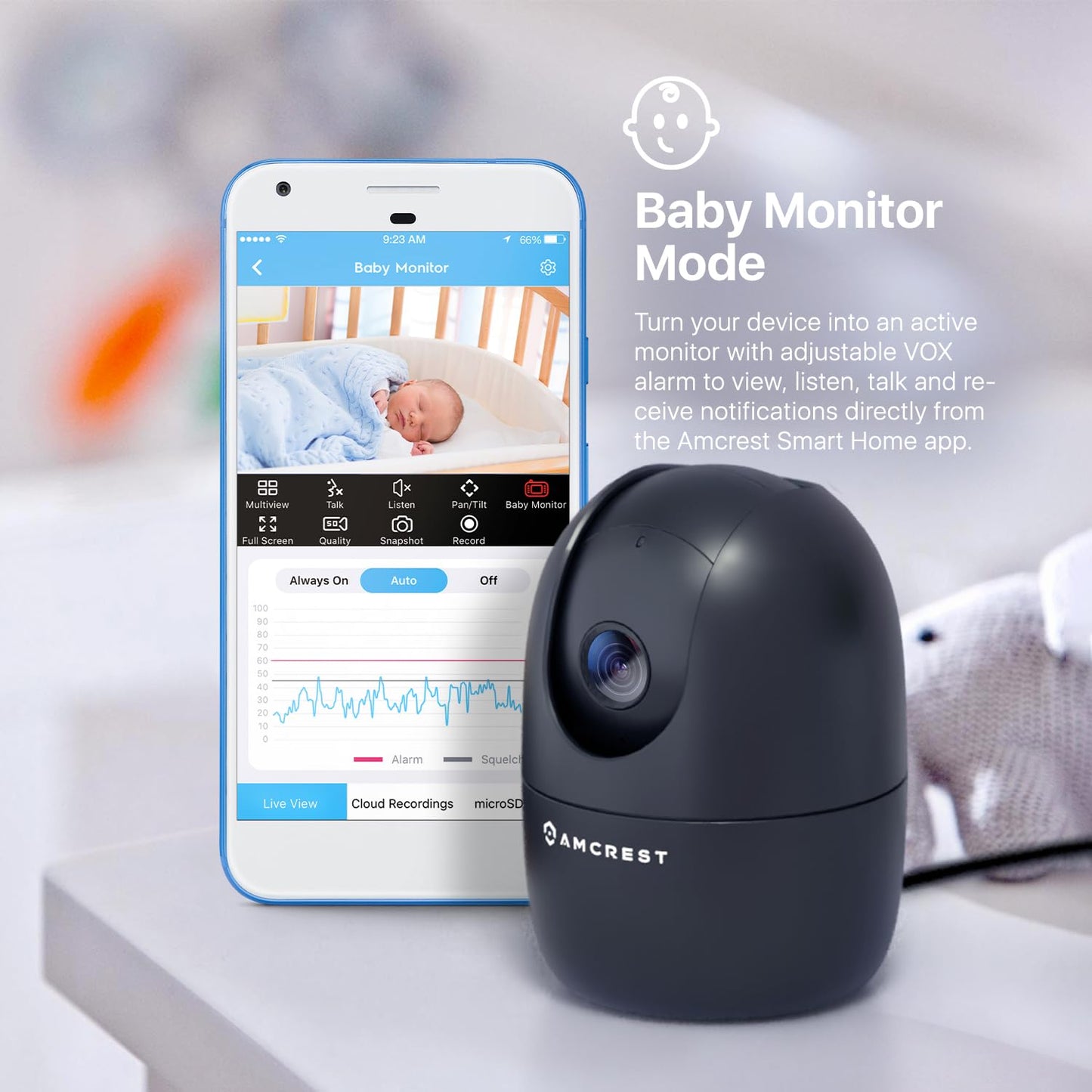 Amcrest 1080P WiFi Camera Indoor, Nanny Cam, Dog Camera, Sound & Baby Monitor, Human & Pet Detection, Motion-Tracking, 2.4Ghz Only, Pan/Tilt Wireless