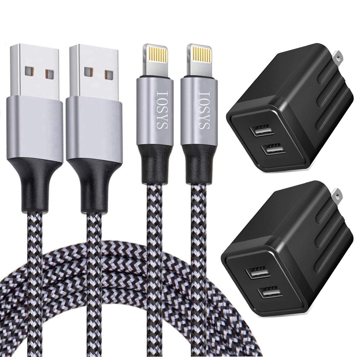 iPhone Fast Charger,iPhone Charger Fast Charging 2Pack Dual Port USB Wall Chargers Block Adapter Plug Long 6FT Fast Charging Lightning Cable Cord