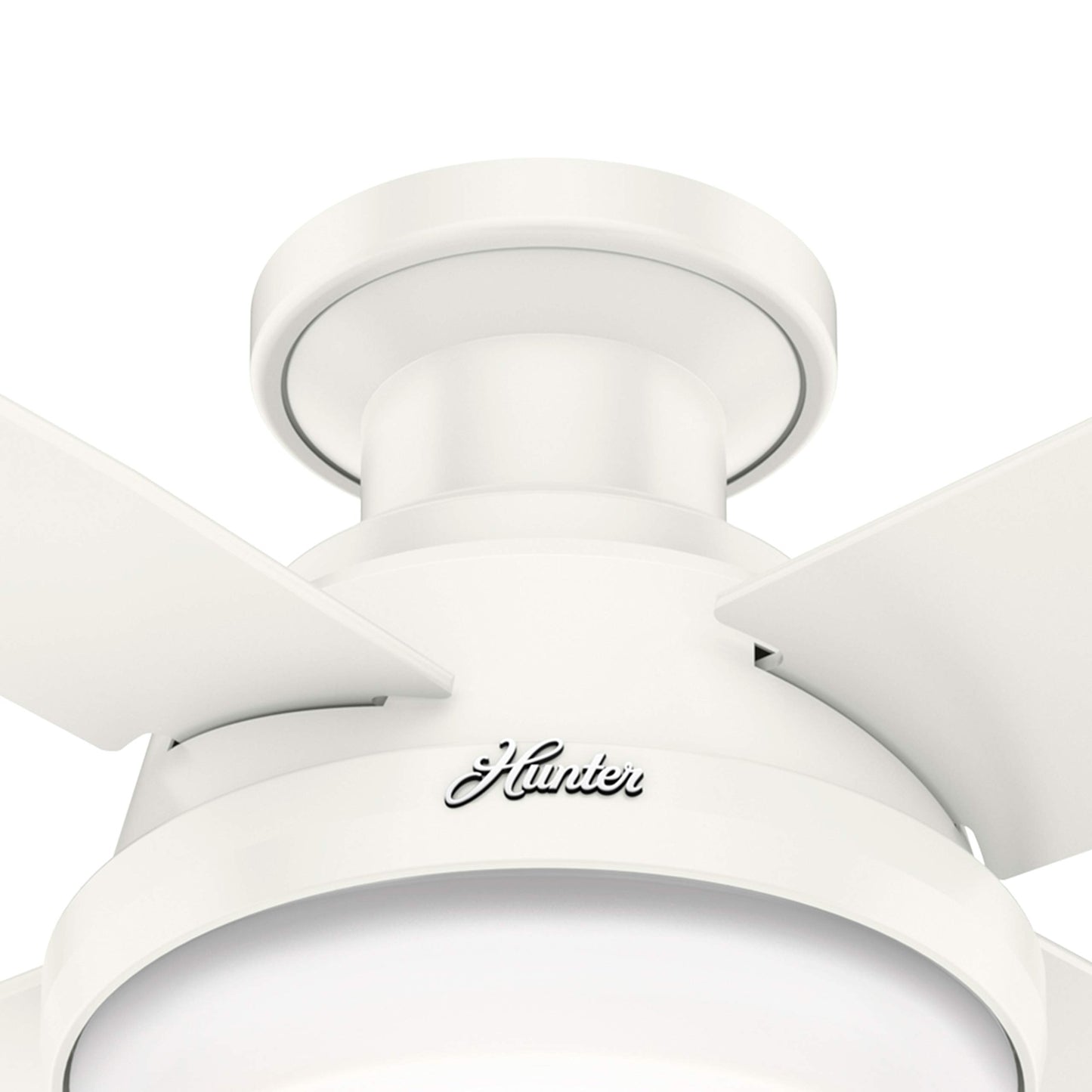 Hunter Fan 44 inch Low Profile Fresh White Indoor/Outdoor Ceiling Fan with Light Kit and Remote Control (Renewed)