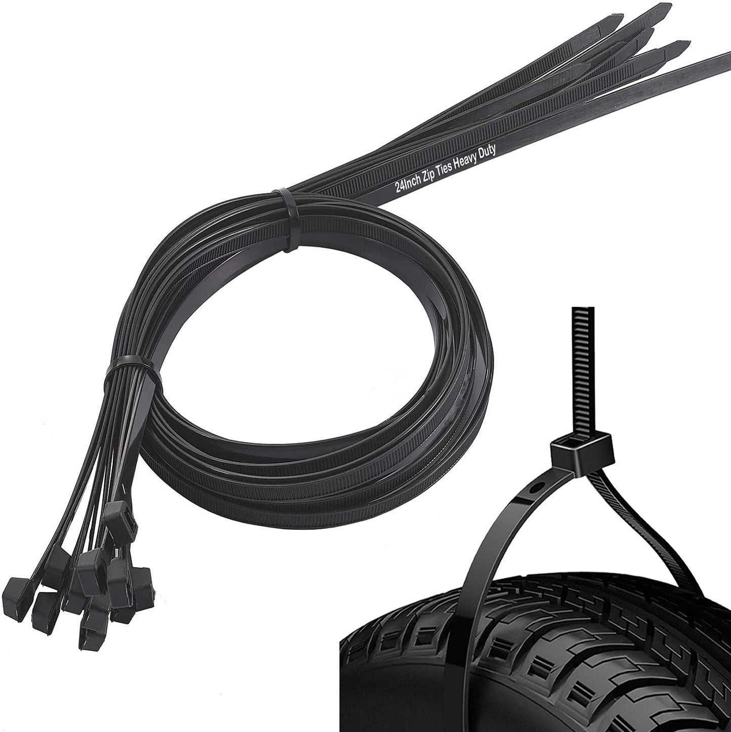 Long Zip Ties Heavy Duty 24 inch, Large Zip Ties with 175 lbs Tensile Strength, Big Cable Ties, Black, 45 Pack, by AGAOTIAN