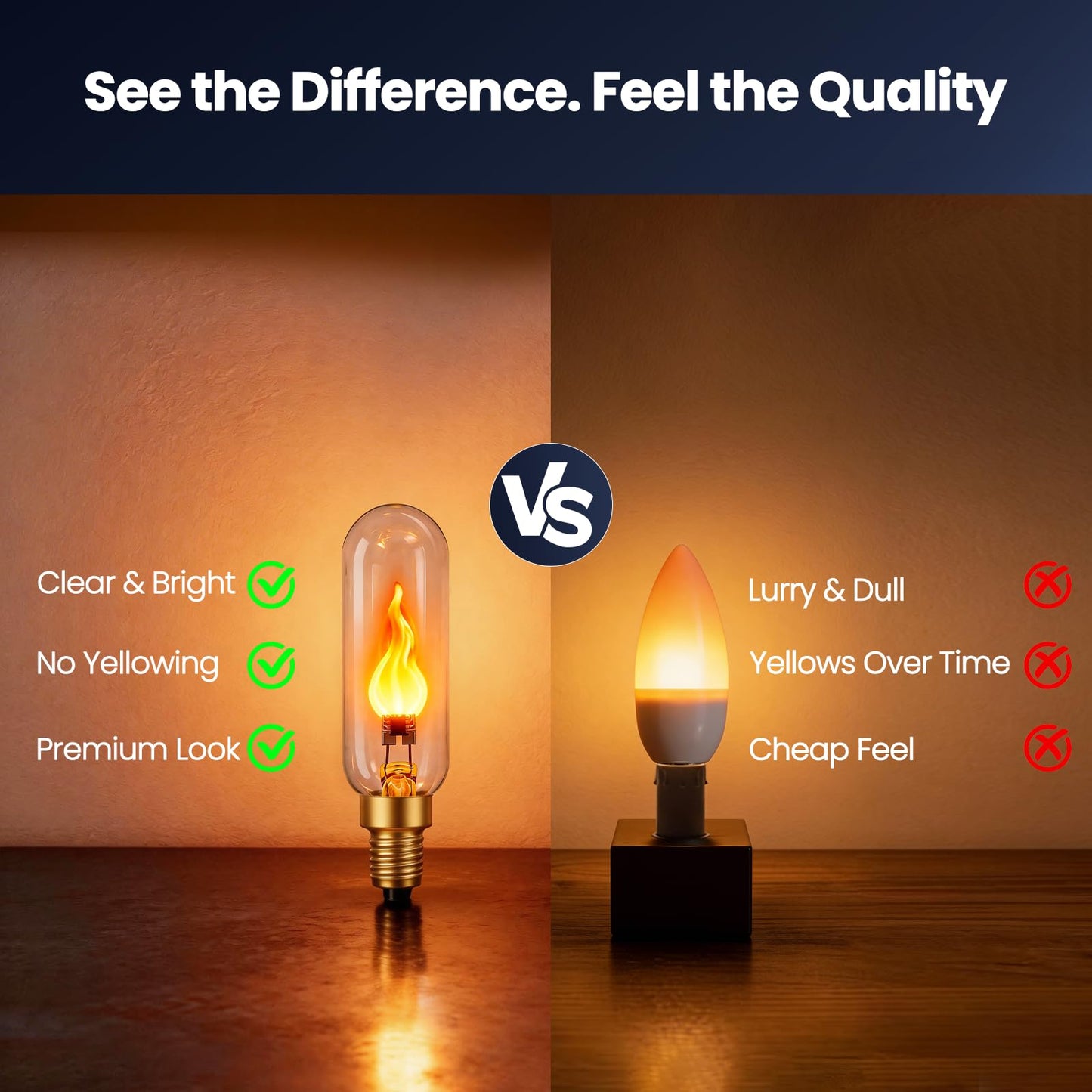 Vicstone E12 Flame Light Bulbs Real Flickering Effect LED Candelabra Bulb