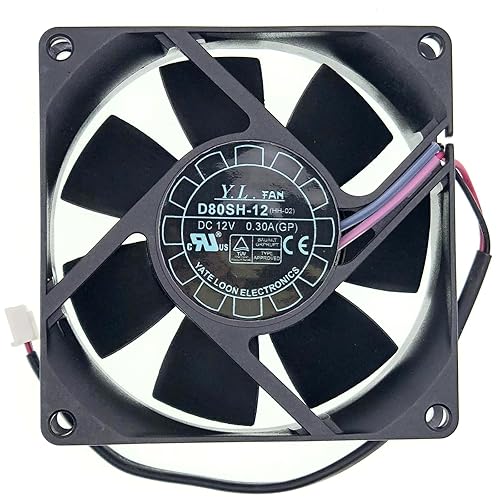 D80SH-12 Cooling Fan M-GP2 for YaLnFAN, DC12V 0.30A 2.16W 80X80X25mm 2-Wire 2-pin Power Supply Chassis Cooling Fan