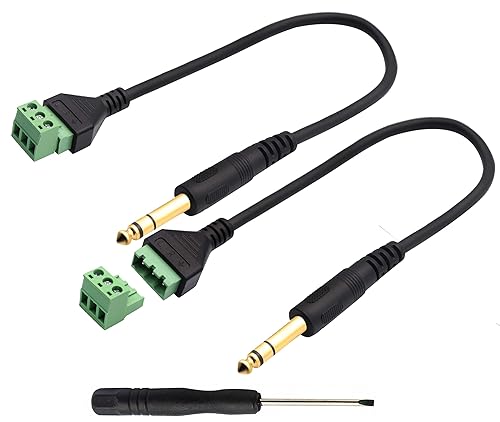 zdyCGTime 6.35mm Screw Terminal Block Connector Cable 6.35mm ?1/4 Inch? Stereo Audio Male to 2 Pin/Way Female Bolt Screw Shield terminals Pluggable