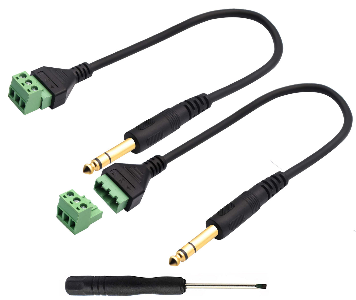 zdyCGTime 6.35mm Screw Terminal Block Connector Cable 6.35mm ?1/4 Inch? Stereo Audio Male to 2 Pin/Way Female Bolt Screw Shield terminals Pluggable
