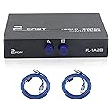QIANRENON Printer Sharing Adapter, 2-Port USB 2.0 Switch for Sharing USB Devices Between 2 Computers, Includes 2 Pack USB 2.0 Male Cable