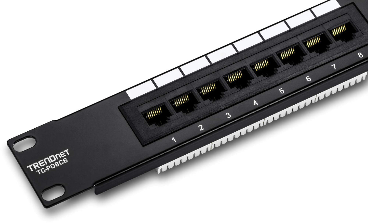 TRENDnet 8-Port Cat6 Unshielded Patch Panel, TC-P08C6, Rackmount, 10 Inch Wide, 8 x Gigabit RJ-45 Ethernet Ports, Pre-Numbered Ports, 250 Mhz