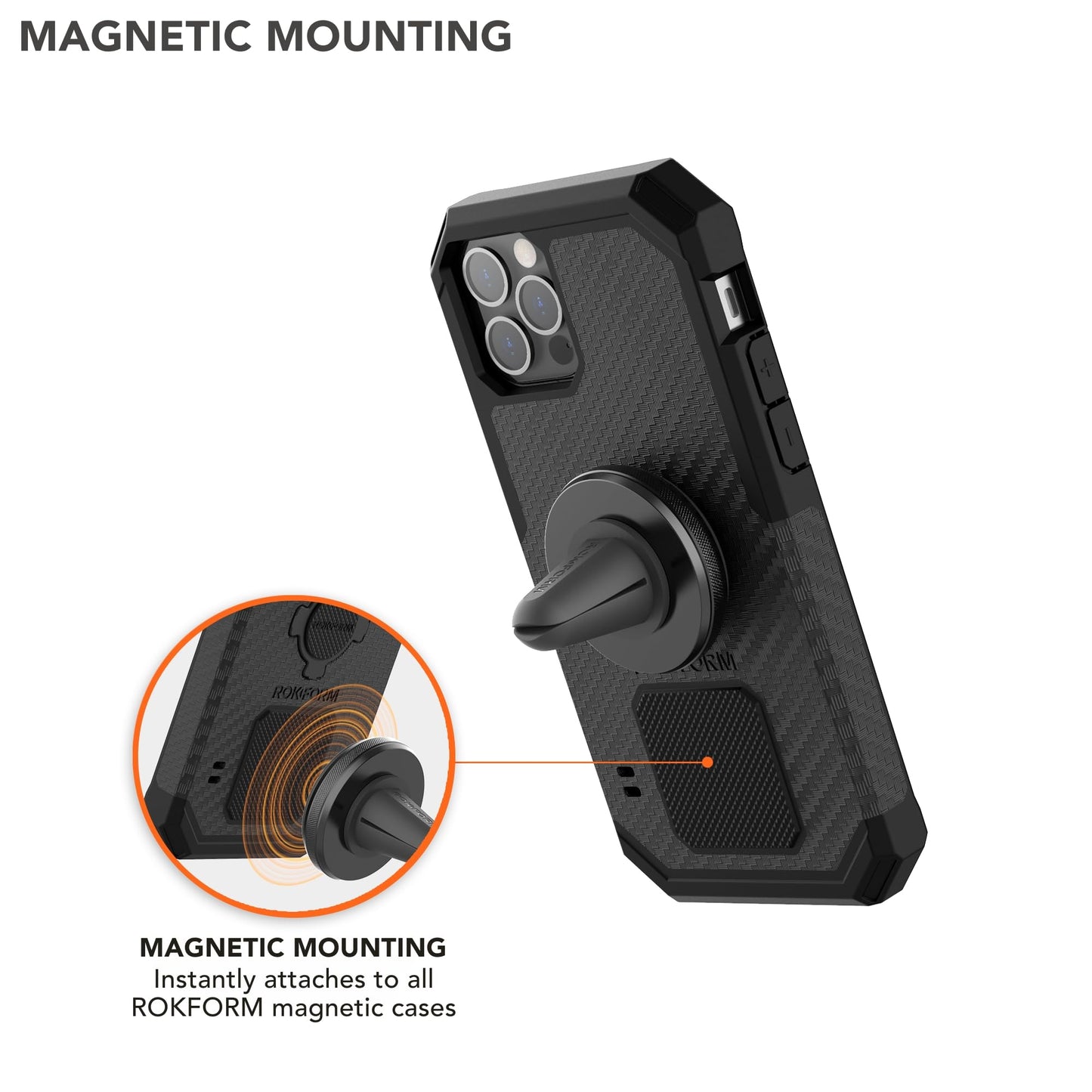 Rokform - Magnetic Air Vent Mount, Super Grip Car Truck & Van Vent Clip, Aluminum Cell Phone Holder, Removable Vent Magnet Mount, Specially Designed