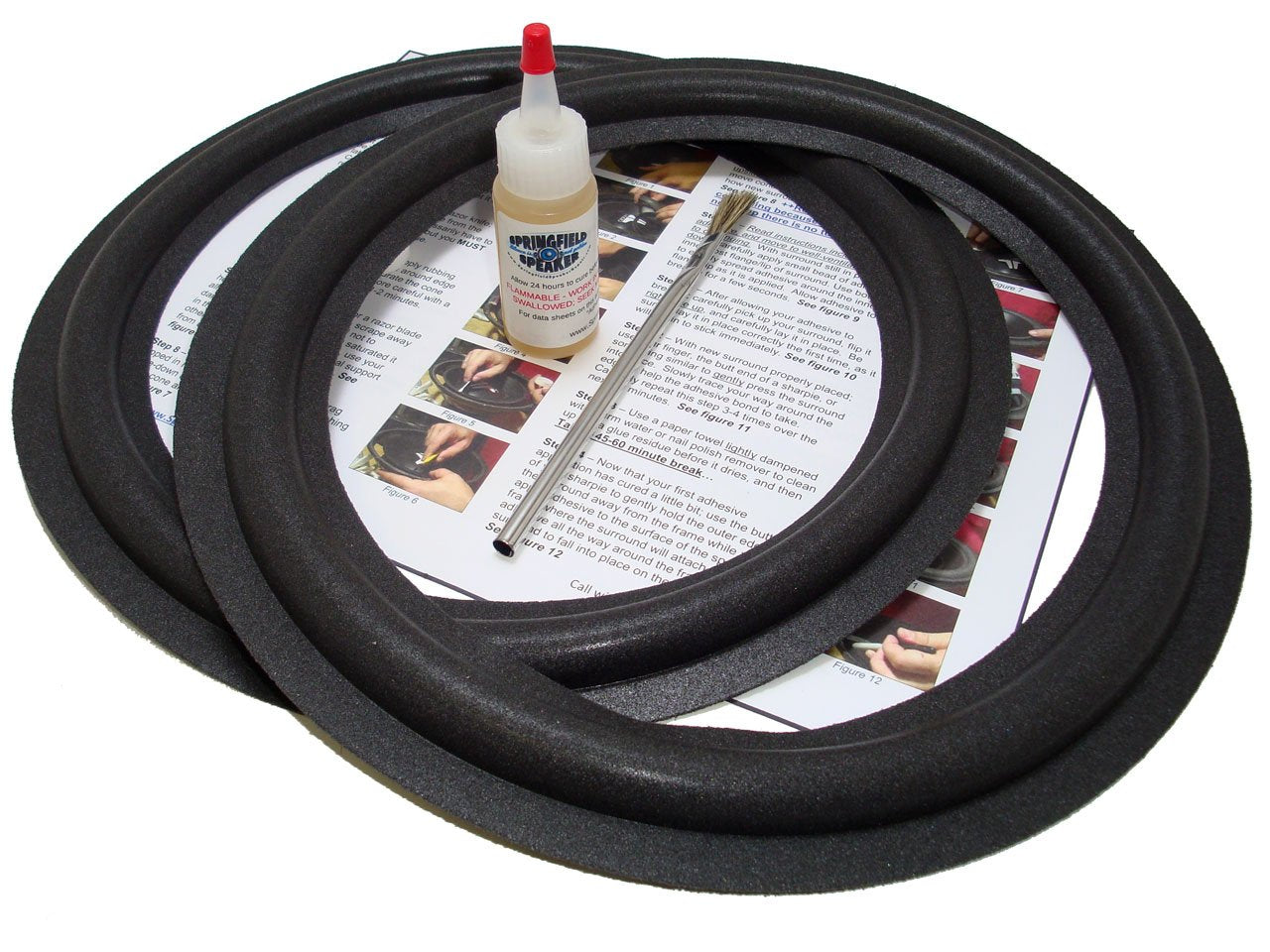 EV 12" Speaker Foam Surround Edge Repair Kit - 2 Speaker Kit - Compatible with 12" Electro Voice - PI100, Tapco 100S, EVI12, 812-2054, Interface D