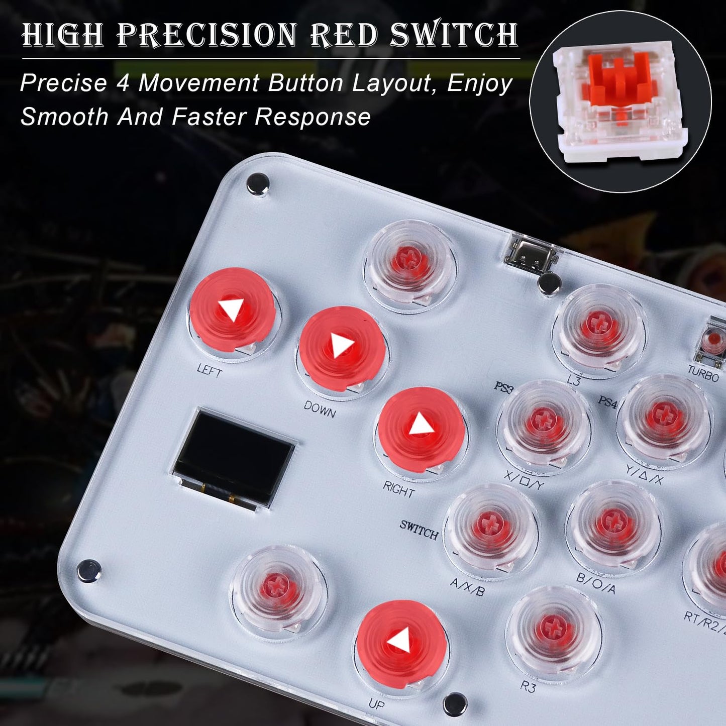 DO-CAM Leverless Controller Arcade Stick R16, Arcade Stick All-Button Controller for PC/PS3/PS4/Steam/Switch, Arcade Stick Street Fight with Turbo