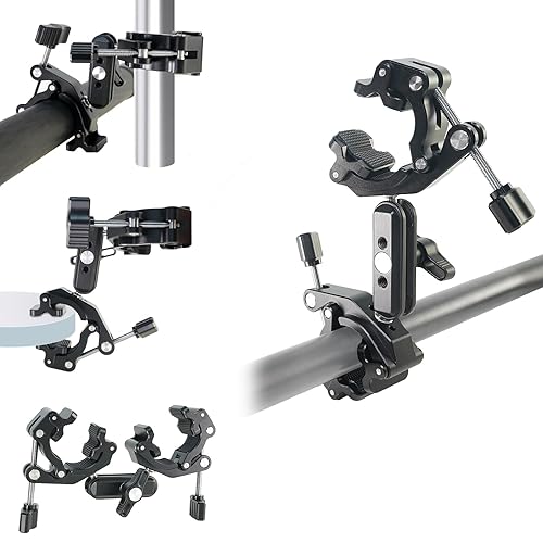 FIFIELD Double Super Clamp Camera Mount with Magic Arm, Desk Studio Light Holder, Ball Head Adapter for Photo Studio Light Stand, Photography