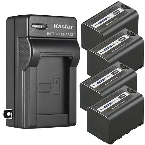 Kastar 4-Pack Battery and AC Wall Charger Replacement for Panasonic AG-VBR59 AG-VBR59G, AG-VBR89 AG-VBR89G, AG-VBR118 AG-VBR118G, VW-VBD29, VW-VBD58