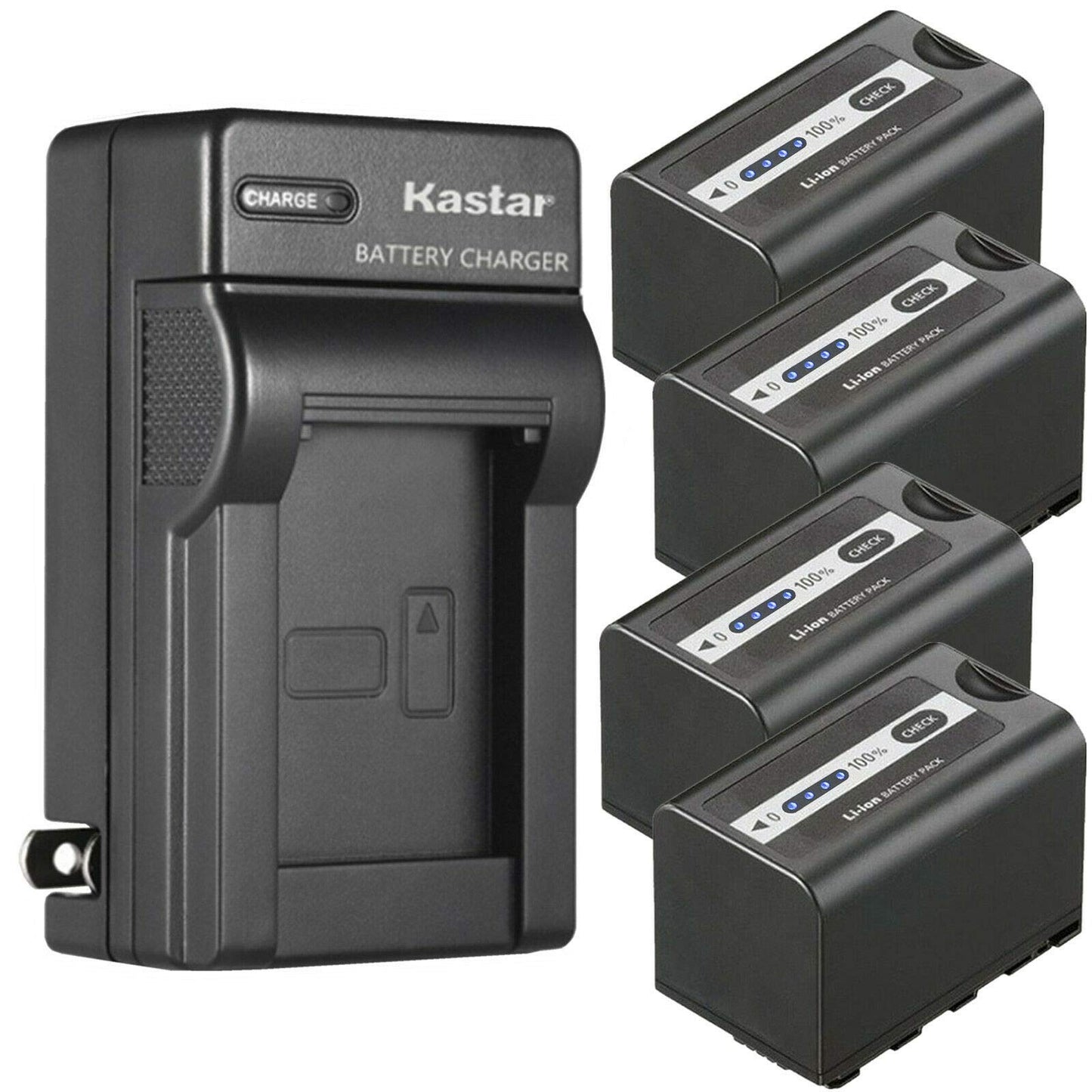 Kastar 4-Pack Battery and AC Wall Charger Replacement for Panasonic AG-VBR59 AG-VBR59G, AG-VBR89 AG-VBR89G, AG-VBR118 AG-VBR118G, VW-VBD29, VW-VBD58