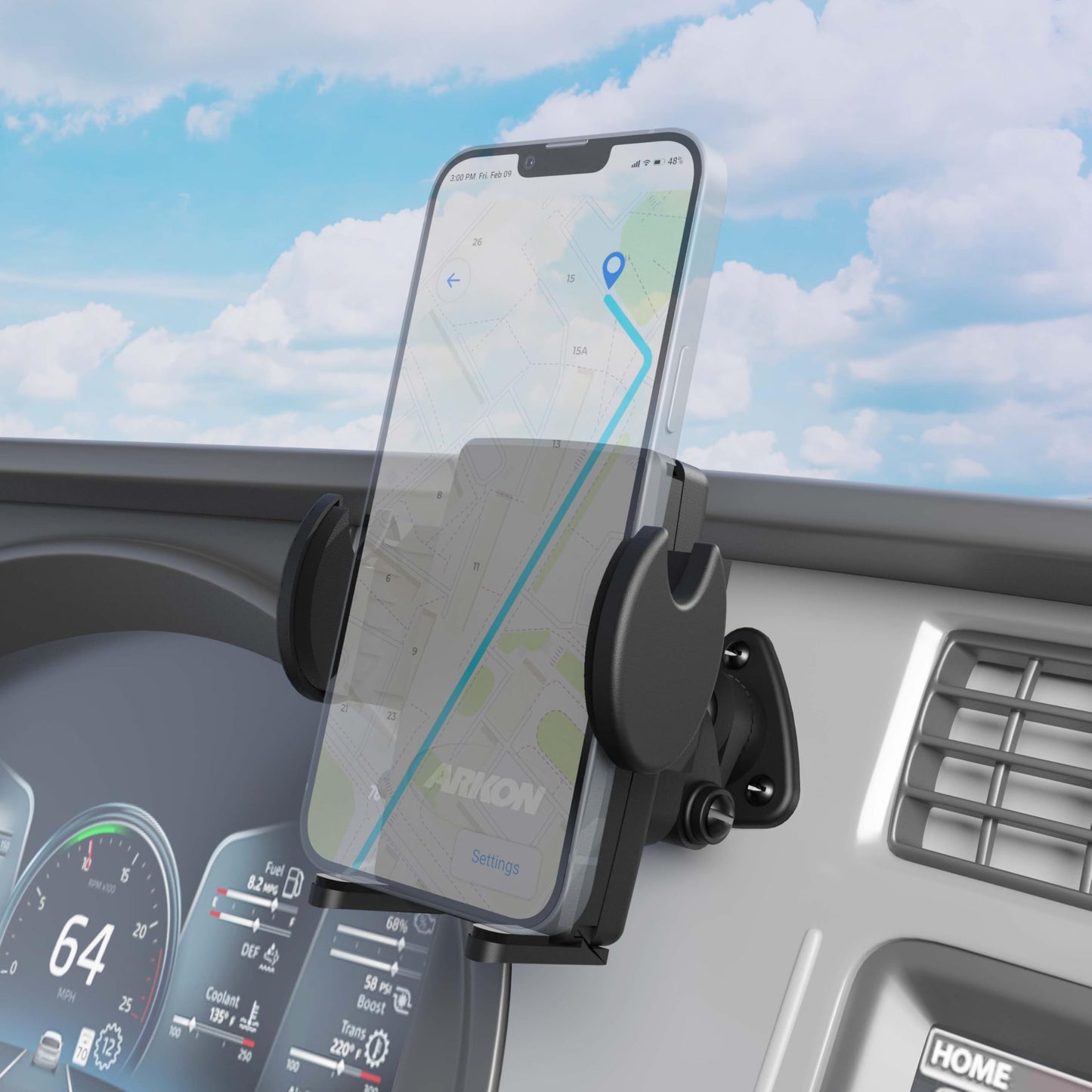 ARKON Mounts - Adhesive Truck & Car Phone Holder | Secure Grip | Versatile Compatibility | Easy Installation | Phone Holder For Car | For iPhone