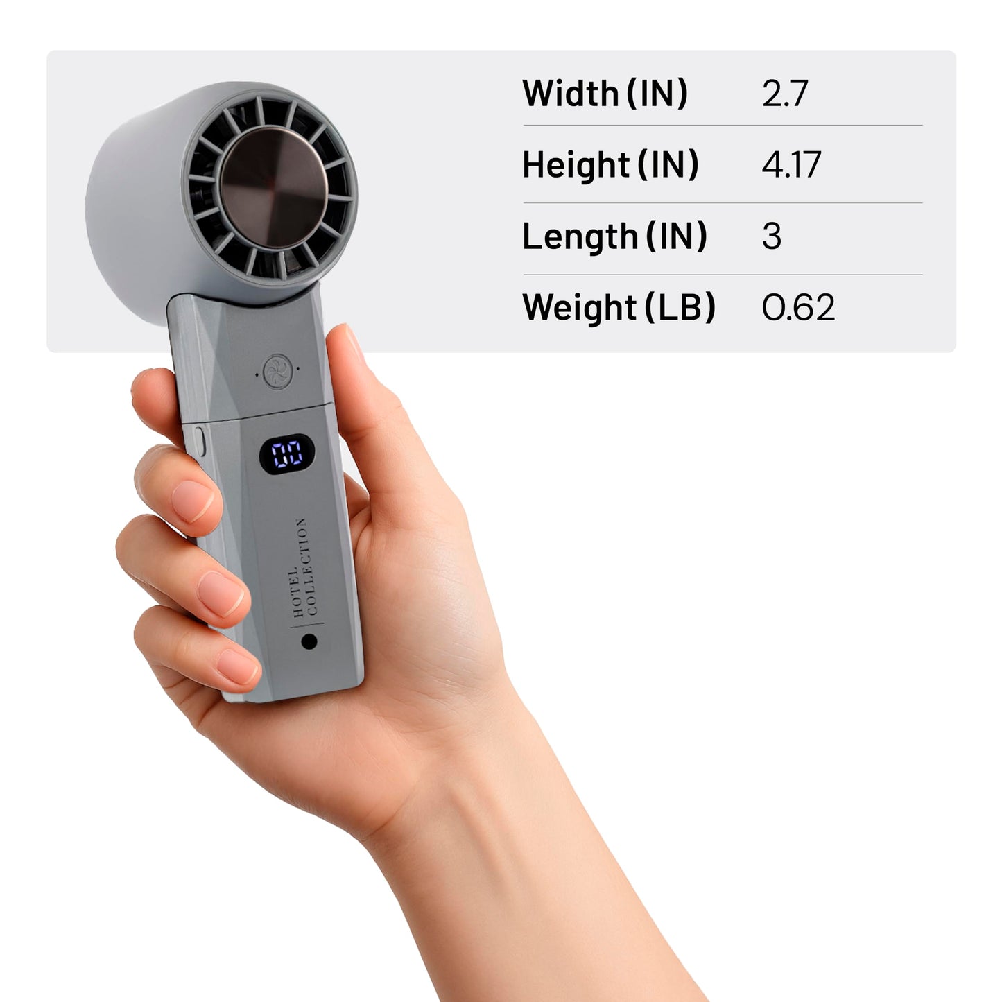 Hotel Collection - Breeze-Pro Handheld Mini Personal Fan, 2-in-1 USB Rechargeable Pocket Device with Power Bank, Portable for Travel, Summer
