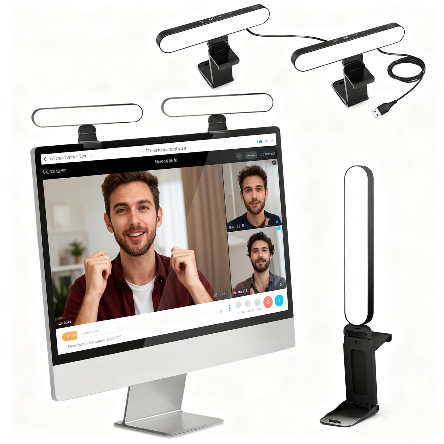 UBeesize Video Conference Lighting, LED Streaming Light for Video Calls, Webcam Light with Adjustable Monitor Mount, Zoom Lighting for Computer