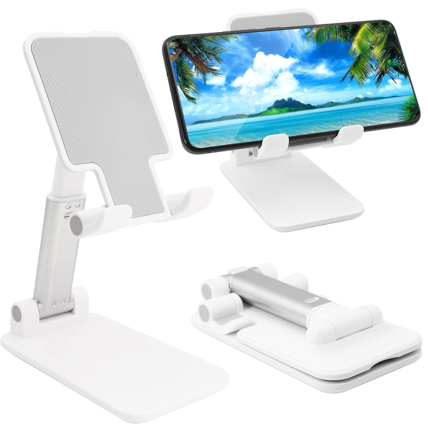 szwilnis Cell Phone Stand, Folding Desktop Phone Stand, Angle Height Adjustable Mobile Phone Holder for Desk, Office, Tablet Stand Compatible with All