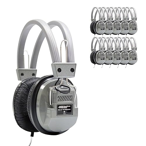 HamiltonBuhl SC‑7V SchoolMate Deluxe Stereo Headphones 50‑Pack - Over‑Ear Design, On‑Earcup Volume Control, Chew‑Resistant Dura‑Cord, Replaceable…