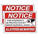 2 Pack Video Surveillance Sign, 10"x 7" Security Camera Signs, Reflective and Waterproof Material 24 Hour Surveillance Sign For Home/Business