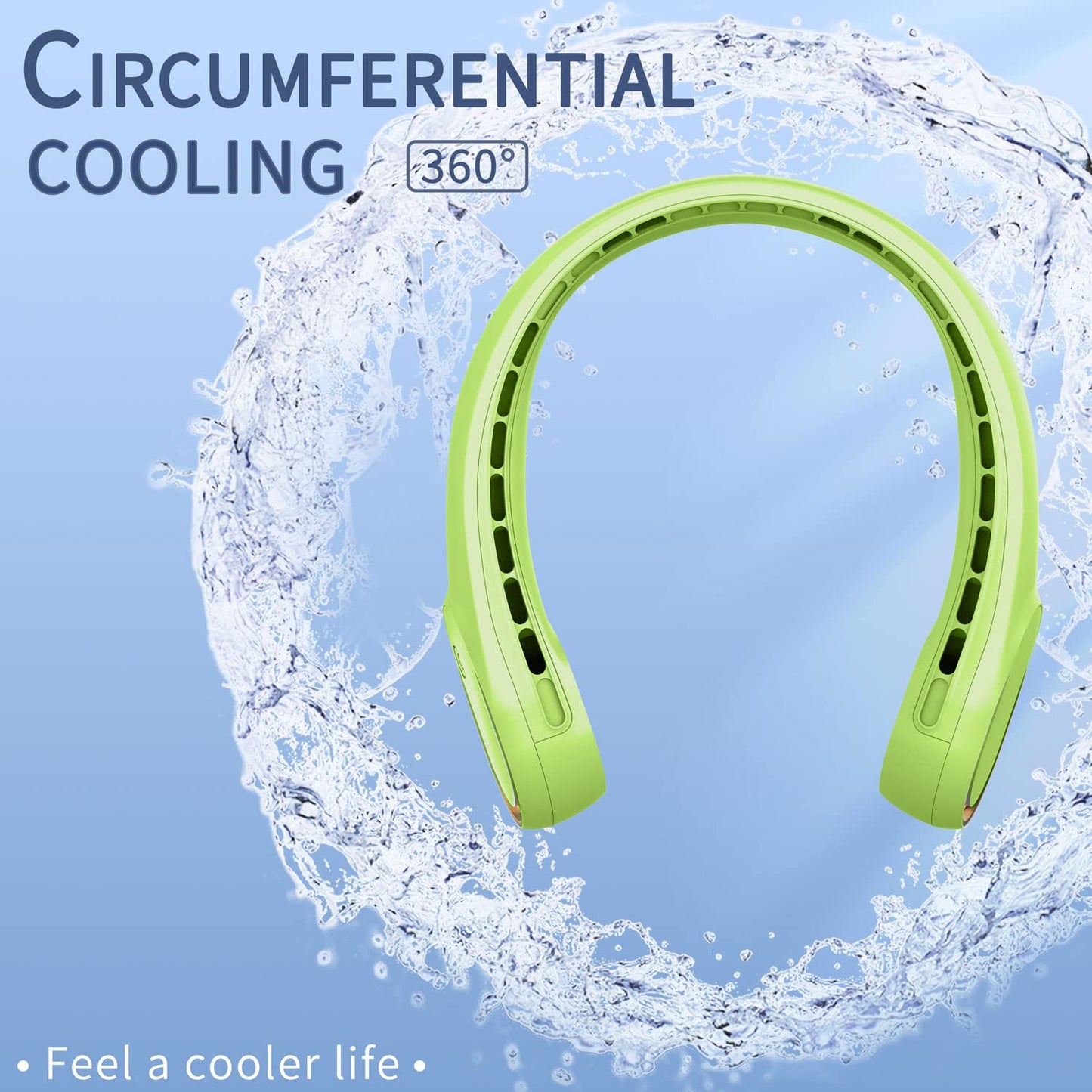 FrSara Neck Fan, Portable Personal Fan Strong Wind, 4000mAh, 360° Cooling