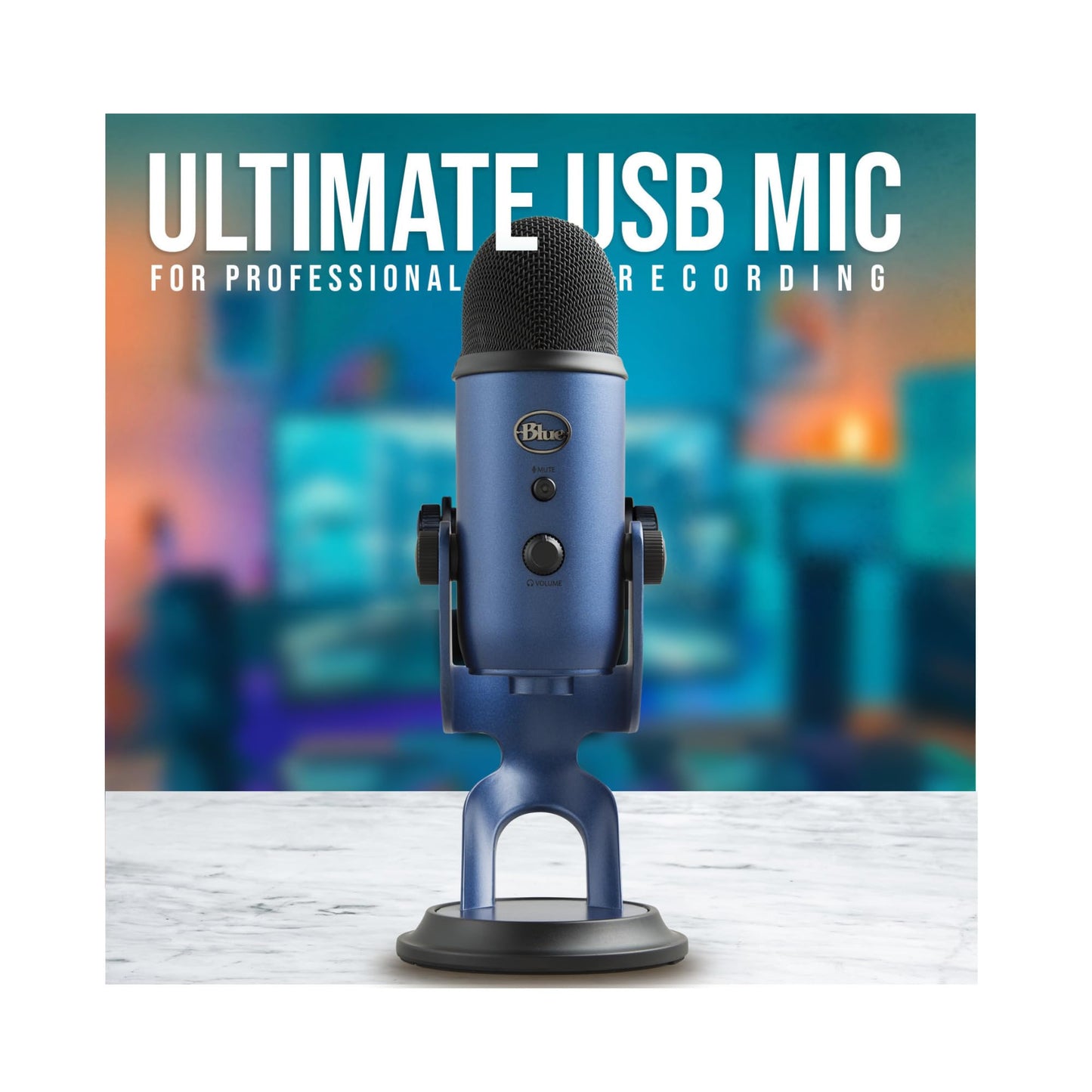Knox Gear Blue Microphones Yeti USB Microphone (Midnight Blue) Bundle with Closed-Back Studio Monitor Headphones and Pop Filter for Broadcasting and