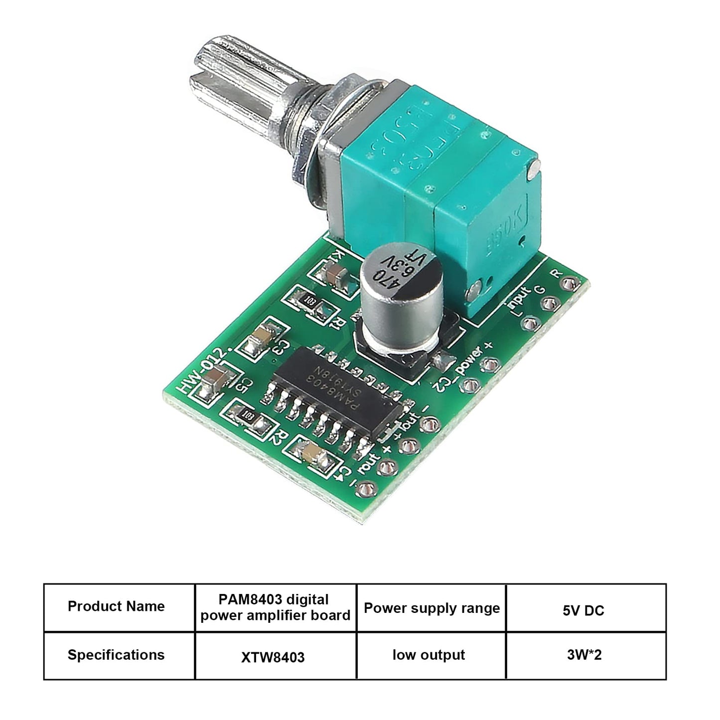 Diitao 10PCS Mini PAM8403 DC 5V Audio Amplifier Handy Digital Power Amp Module Board 3W+3W Dual-Channel PAM8403 Stereo Amplifiers with Potentiometer