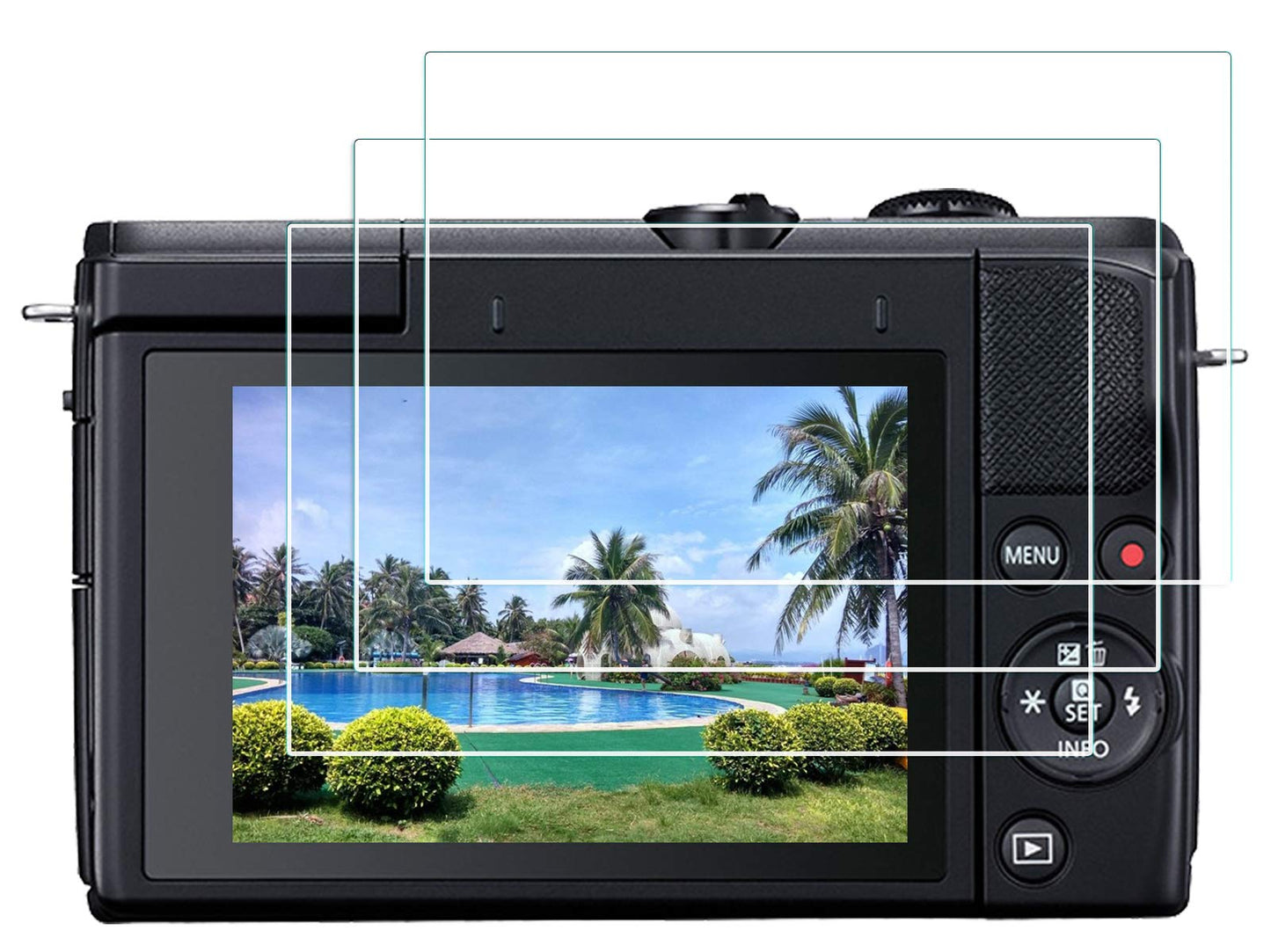 HUIPUXIANG Screen Protector for Canon EOS M200 DSLR Camera (for Accessories) with Hot Shoe Cover Tempered Glass Film 0.3mm High Definition 9H Hardness