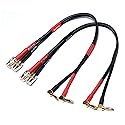 WJSTN Speaker Cable Extension with Right Angle Banana Plugs, 12 AWG, Banana Jack Connectors, Male to Female 4mm Banana Plugs Multifunctional Adapters